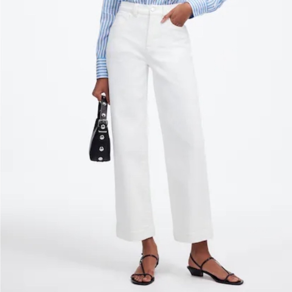 Madewell White Cropped Wide-Leg Jeans